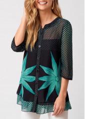 Polka Dot Button Up 3/4 Sleeve Blouse | thumb picture 