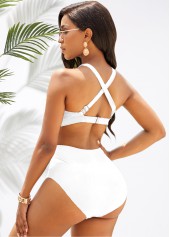 Cross Halter Contrast High Waist Bikini Set | thumb picture 