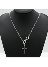 Silver Metal Detail Cross Pendant Necklace | thumb picture 