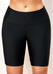 Black High Waisted Elastic Detail Swimwear Shorts