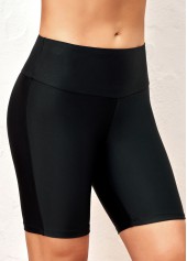 Black High Waisted Elastic Detail Swimwear Shorts | thumb picture 