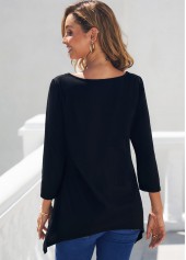 Tribal Print Black Asymmetric Hem T Shirt | thumb picture 