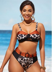 Leopard High Waist Wide Strap Bikini Set