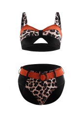 Leopard High Waist Wide Strap Bikini Set | thumb picture 
