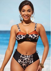 Leopard High Waist Wide Strap Bikini Set | thumb picture 