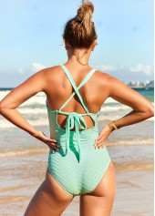 Textured Fabric Light Green One Piece Swimwear | thumb picture 