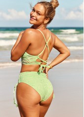 Mint Green Cross Strap Lace Panel Bikini Set | thumb picture 