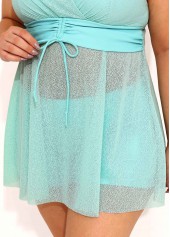 High Waisted Plus Size Drawstring Blue Tankini Set | thumb picture 