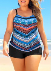 Tribal Print Spaghetti Strap Plus Size Tankini Top-No Bottom | picture 4