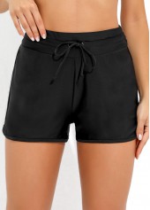 Mid Waist Drawstring Detail Black Swim Shorts | thumb picture 