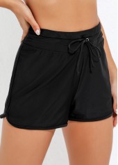 Mid Waist Drawstring Detail Black Swim Shorts | thumb picture 