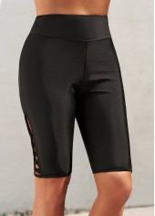 Black Skinny Elastic Waist High Waisted Shorts | thumb picture 