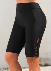 Black Skinny Elastic Waist High Waisted Shorts