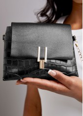 Black Pushlock Chains Design Shoulder Bag | thumb picture 