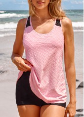 Criss Cross Pink Lace Tankini Set | thumb picture 