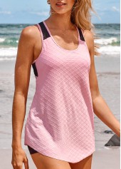 Criss Cross Pink Lace Tankini Set