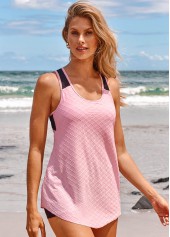 Criss Cross Pink Lace Tankini Set | thumb picture 