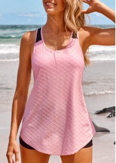 Criss Cross Pink Lace Tankini Set | thumb picture 
