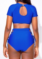 Cut Out Royal Blue Lace Up Bikini Top-No Bottom | thumb picture 