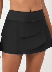 Plus Size Black Mid Waisted Swim Skirt