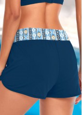 Mid Waisted Geometric Print Peacock Blue Swim Shorts | thumb picture 