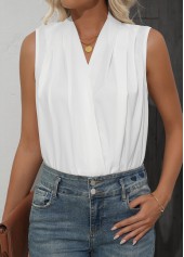White Lightweight V Neck Tank Top | thumb picture 