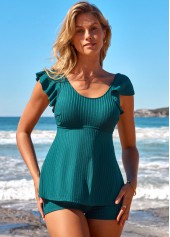 Cut Out High Waisted Turquoise Tankini Set | thumb picture 