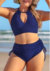 Plus Size Tie Navy Bikini Top-No Bottom