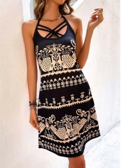 Black Criss Cross Tribal Print Dress | thumb picture 