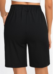 Black Pocket Regular Drawastring High Waisted Shorts | thumb picture 