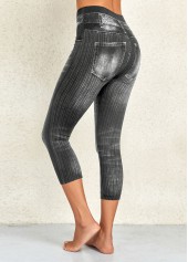 Dark Grey Marl High Waisted Capri Leggings | thumb picture 