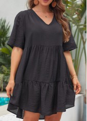 Breathable Black Ruched V Neck Cover Up | thumb picture 