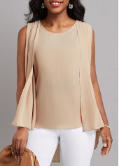 Light Coffee Fake 2in1 Zipper Tank Top | thumb picture 