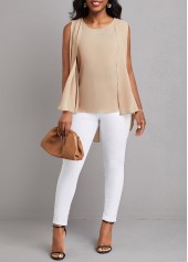 Light Coffee Fake 2in1 Zipper Tank Top | thumb picture 