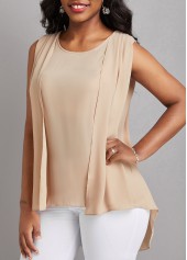 Light Coffee Fake 2in1 Zipper Tank Top | thumb picture 