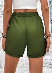 Olive Green Pocket Drawastring High Waisted Shorts | thumb picture 
