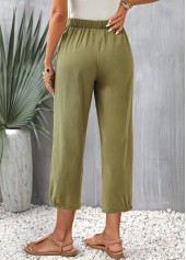 Olive Green Pocket Regular Elastic Waist Pants | thumb picture 