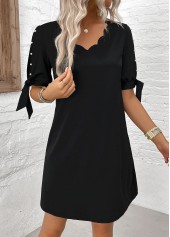 Black Pearl Short A Line V Neck Dress