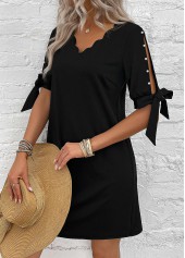 Black Pearl Short A Line V Neck Dress | thumb picture 