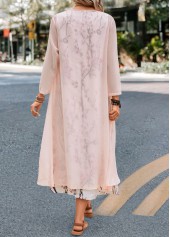 Pink Floral Print Maxi Long Sleeve Dress and Cardigan | thumb picture 