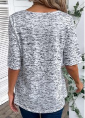 Light Grey Marl Button Half Sleeve T Shirt | thumb picture 