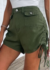Olive Green Pocket Regular Button Fly Shorts