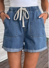Pocket High Waisted Drawastring Denim Shorts | thumb picture 