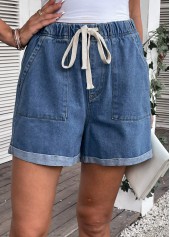 Pocket High Waisted Drawastring Denim Shorts | thumb picture 