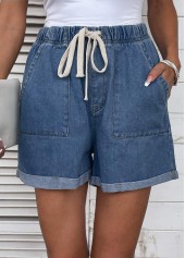 Pocket High Waisted Drawastring Denim Shorts | thumb picture 