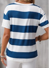 Blue Striped Short Sleeve Round Neck T Shirt | thumb picture 