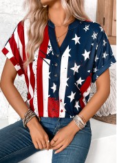 Multi Color Button American Flag Print T Shirt | thumb picture 