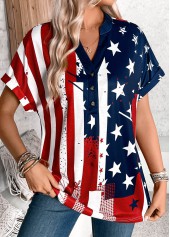 Multi Color Button American Flag Print T Shirt | thumb picture 