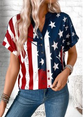 Multi Color Button American Flag Print T Shirt | thumb picture 