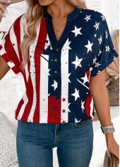 Multi Color Button American Flag Print T Shirt | thumb picture 